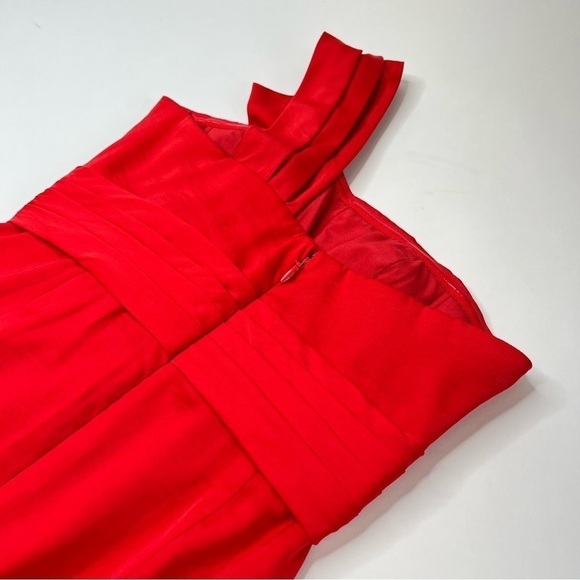 Bcbgmaxazria Palais Red Bow Pleated One Shoulder Sexy Silky Crepe Mini Dress - Picture 11 of 15